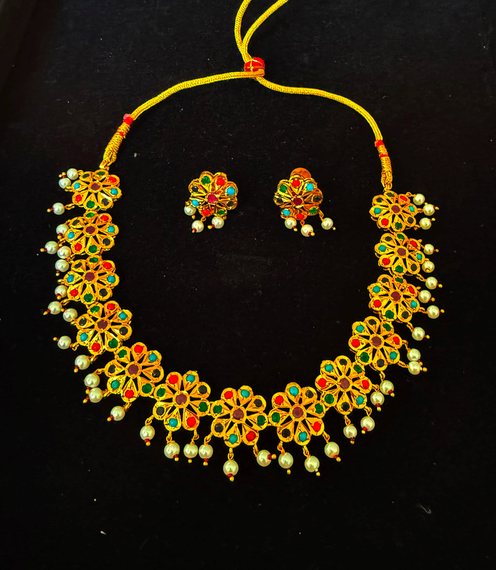 The Floral Jadau Choker Set