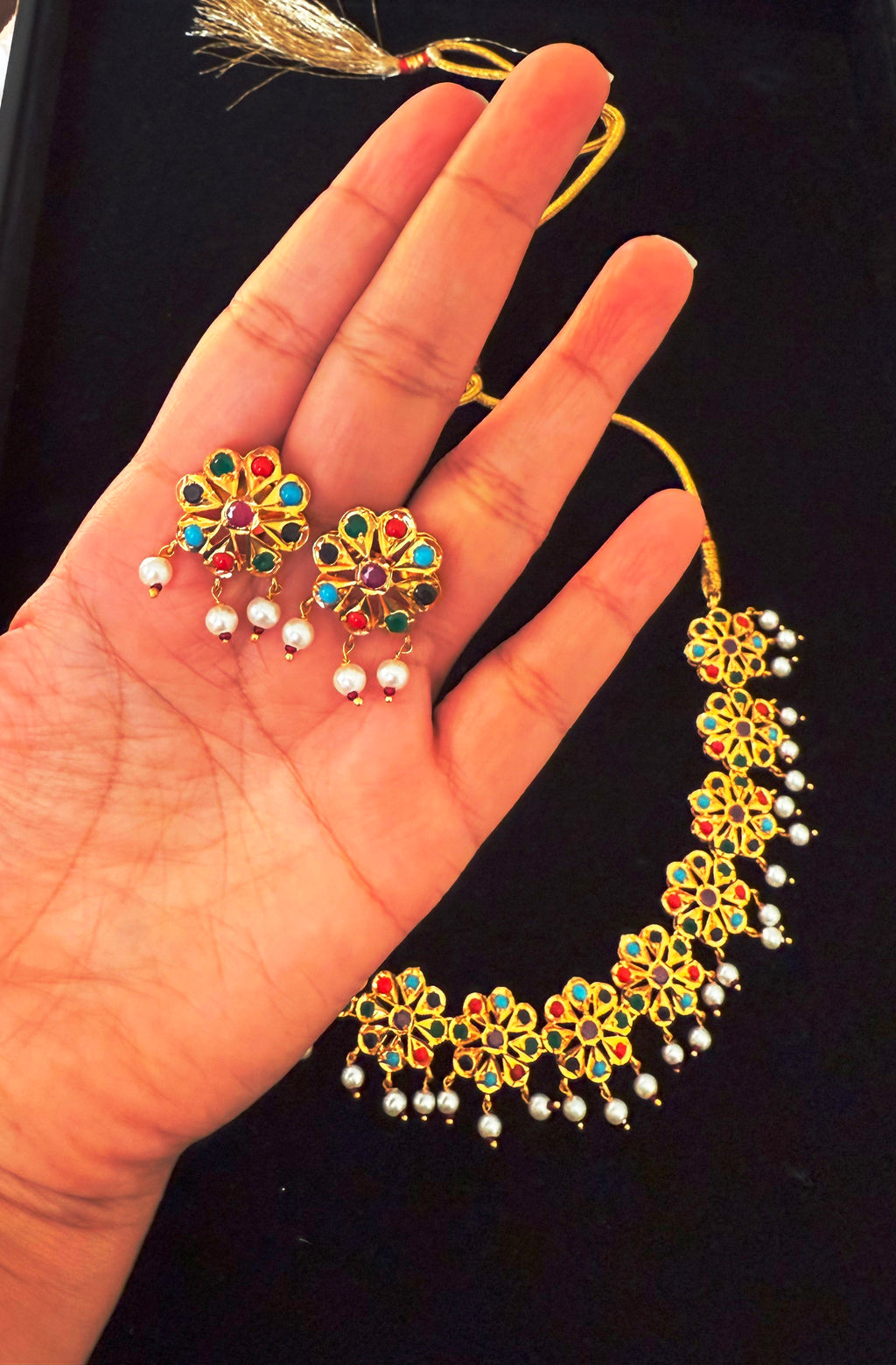 The Floral Jadau Choker Set