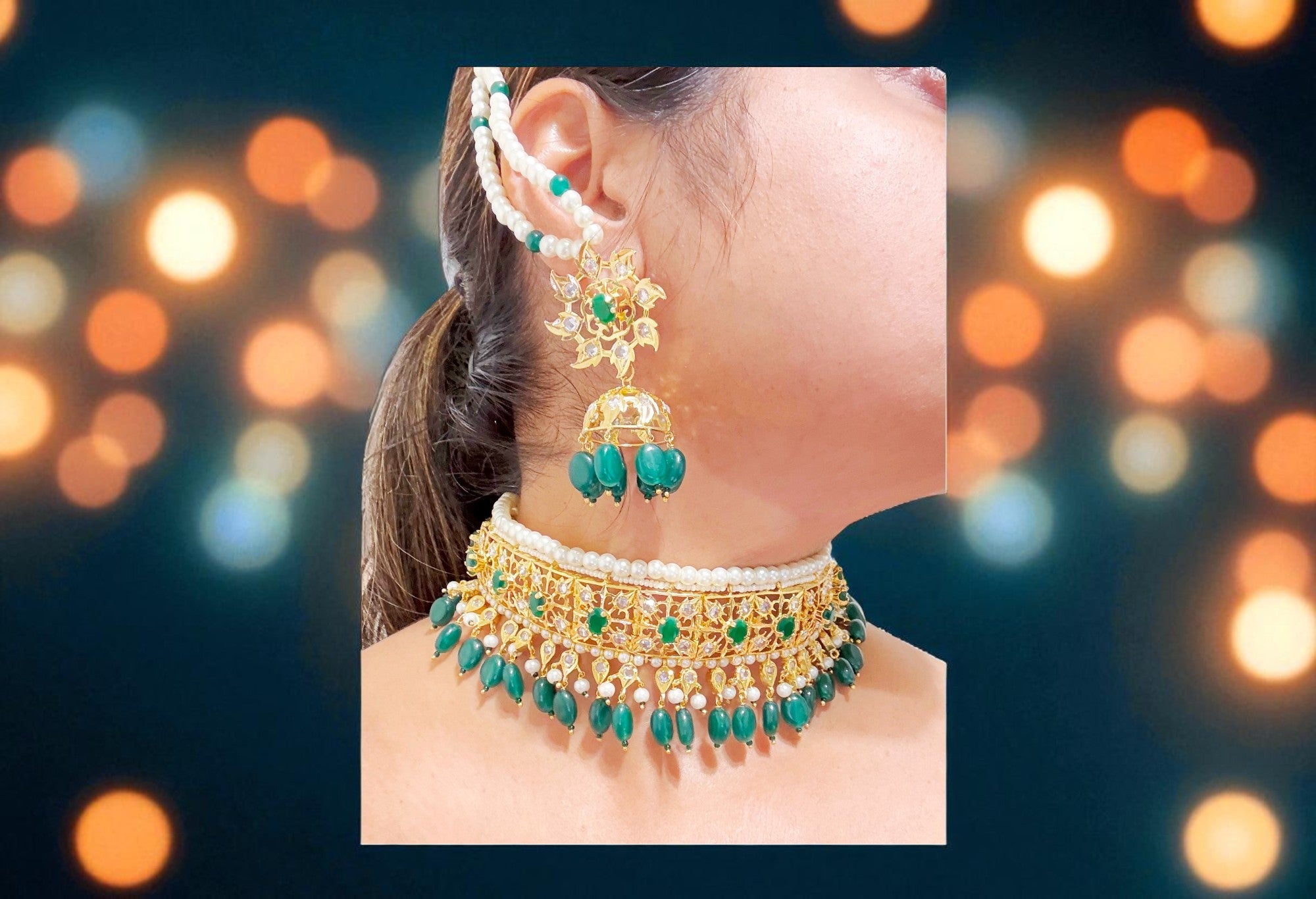 The Green Jadau Kundan Set