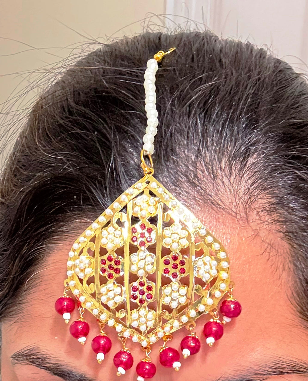 The Ravishing Maroon Jadau Choker Jewelry Set