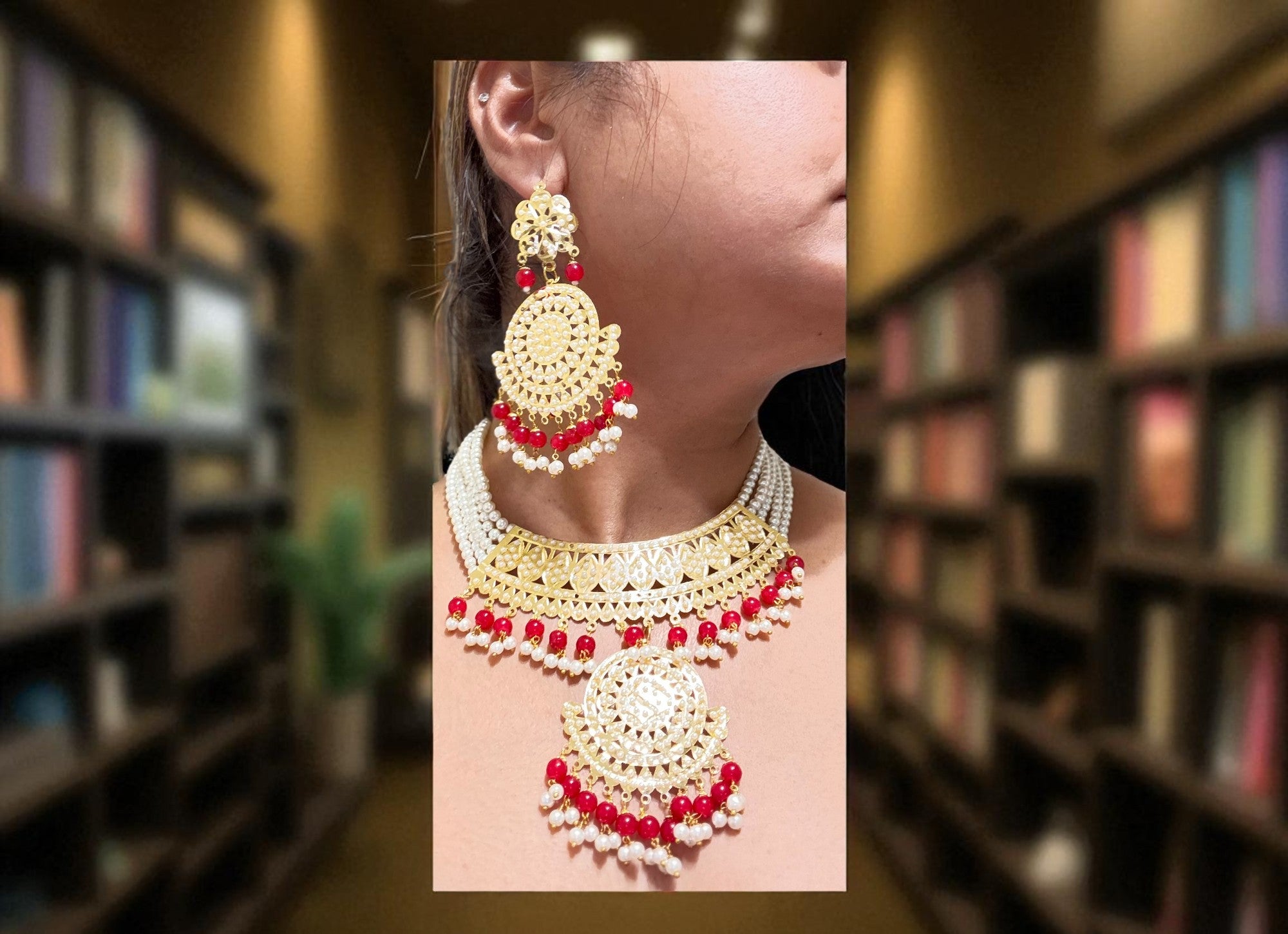 The Princess Jadau Jewellery Set : Red