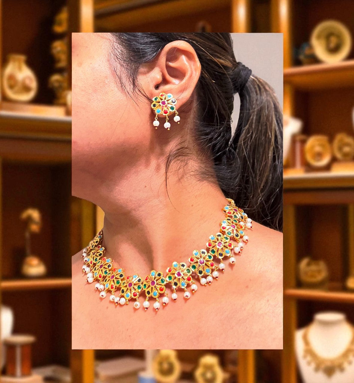 The Floral Jadau Choker Set