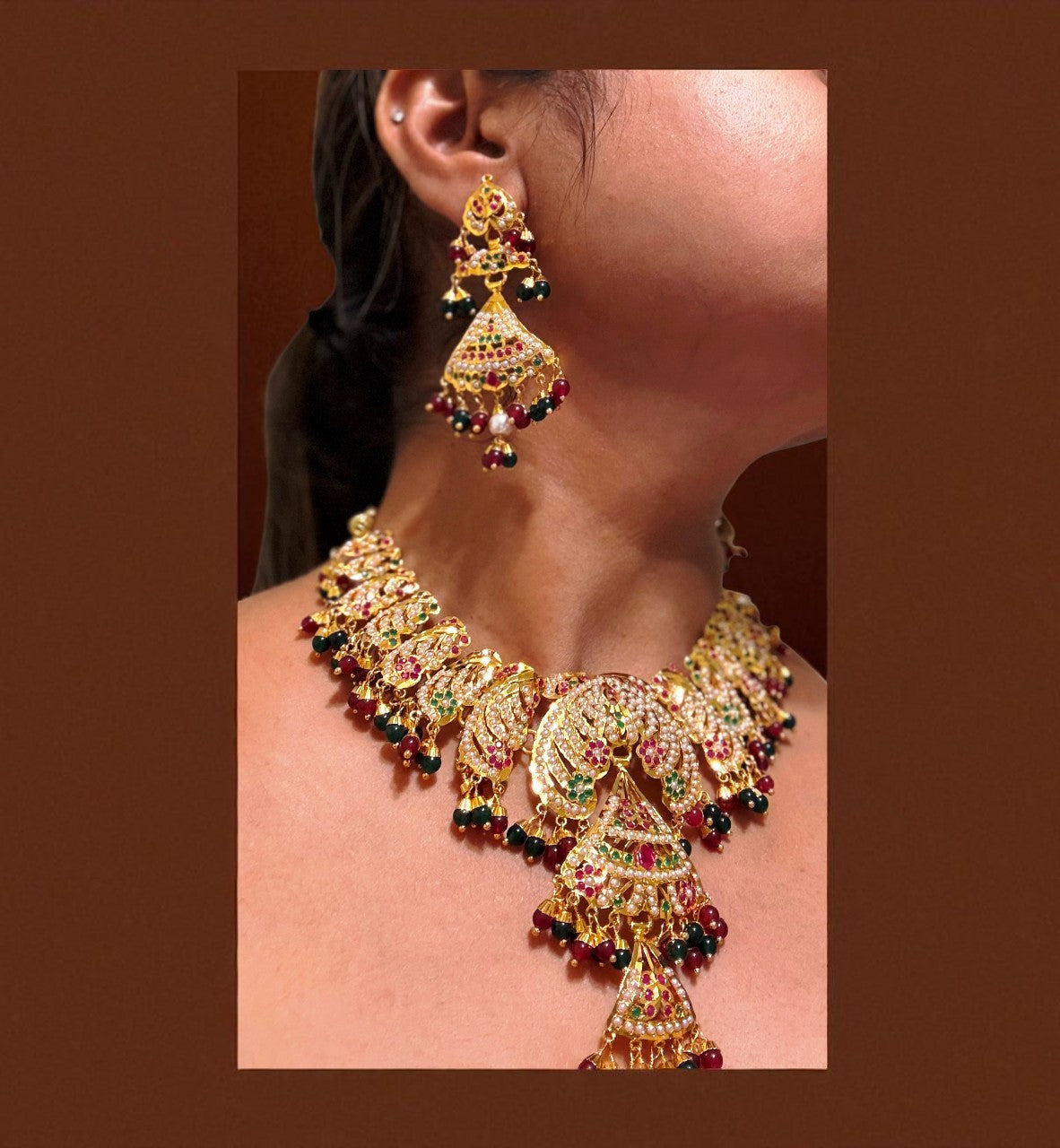 The Gold Plated Mehar Jadau Jewelry Set