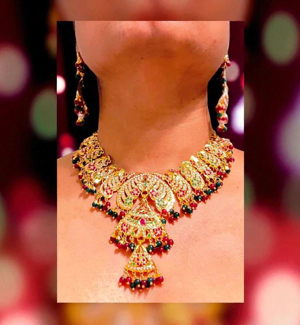 The Gold Plated Mehar Jadau Jewelry Set