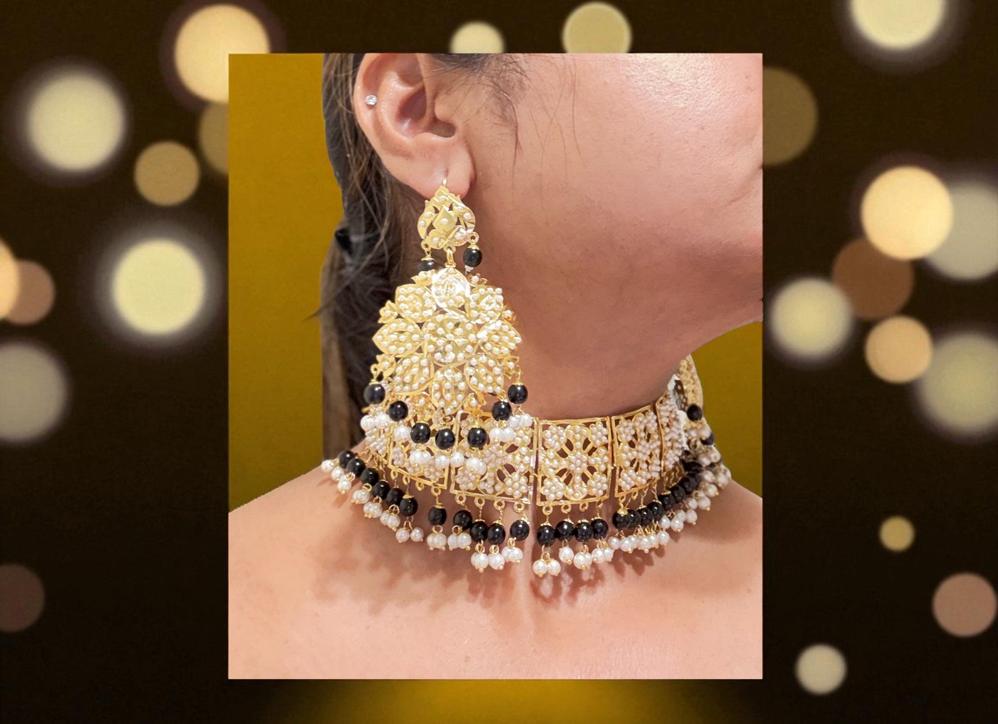 The Jadau Choker Jewellery Set : Black