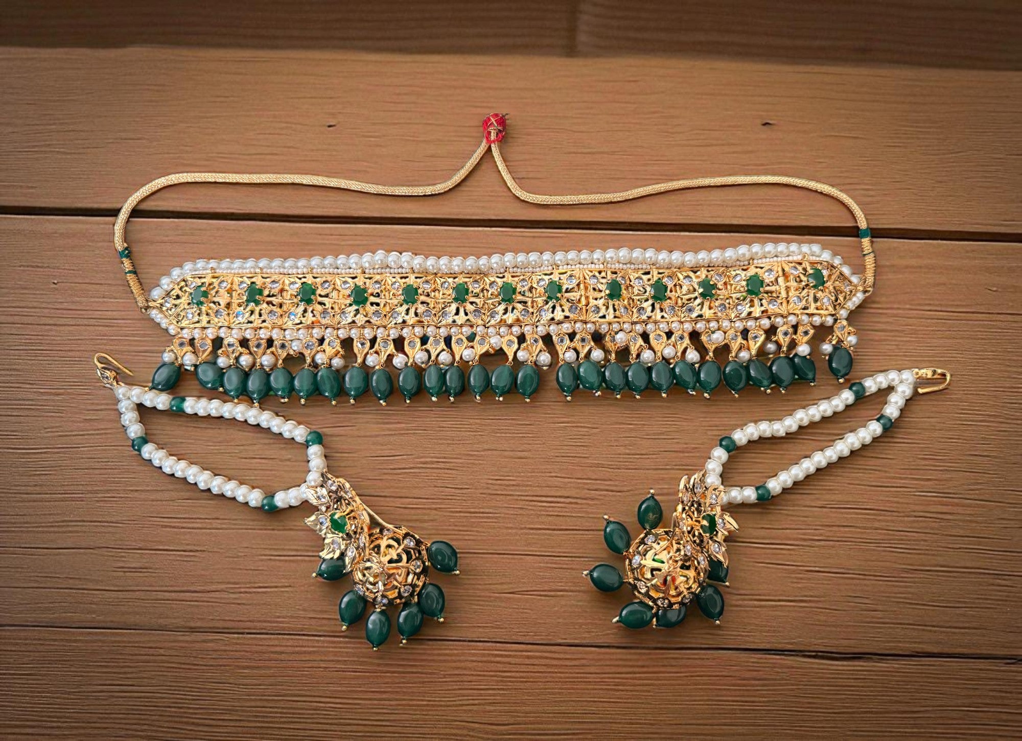 The Green Jadau Kundan Set