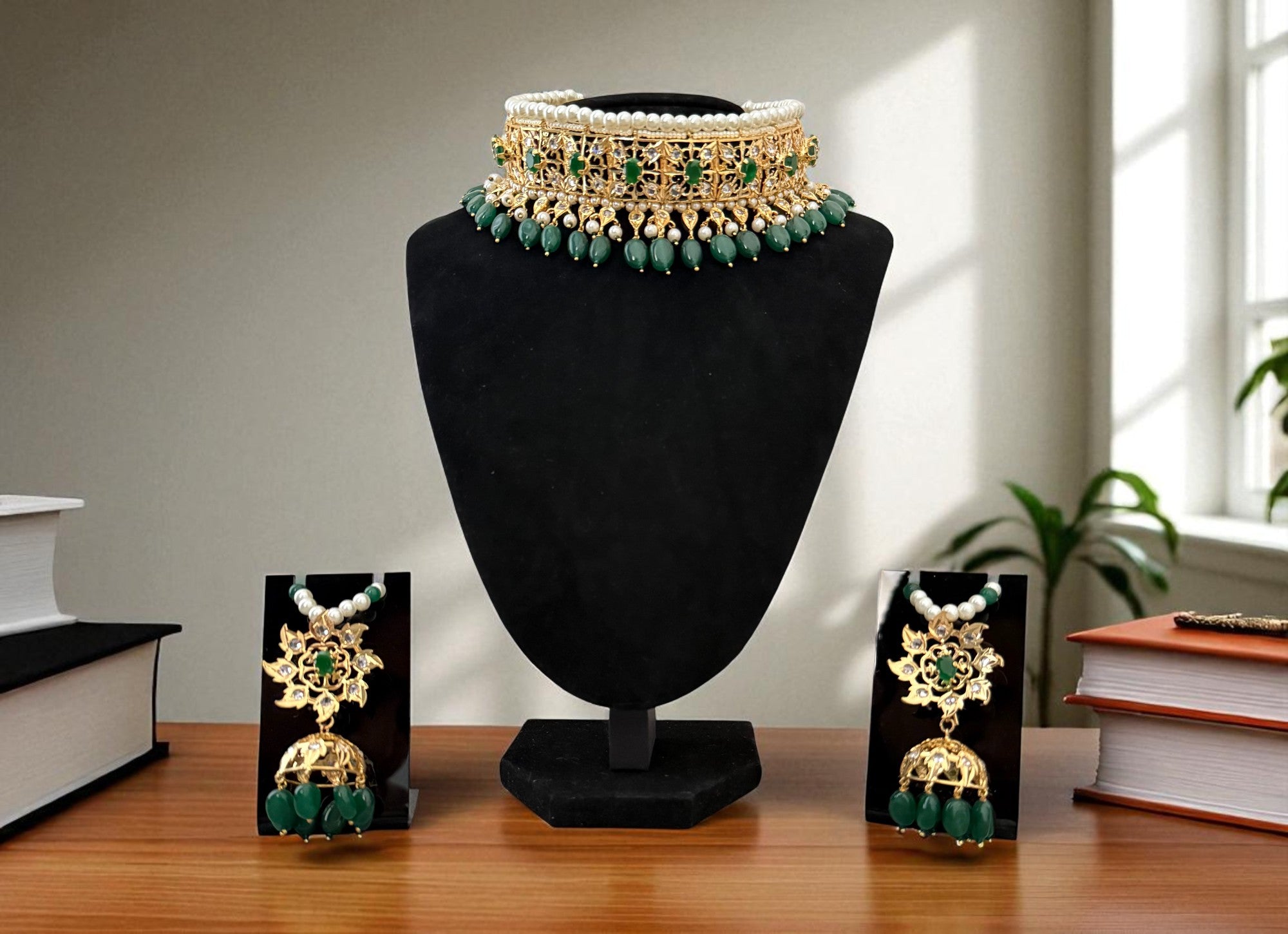The Green Jadau Kundan Set